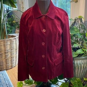 Talbots Cotton Spandex Velveteen Jacket Maroon Wine 10